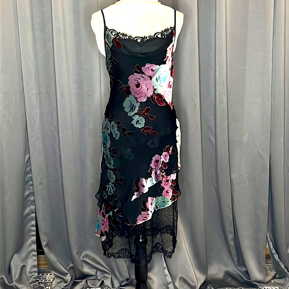Vintage Betsey Johnson Y2K bias cut midi dress